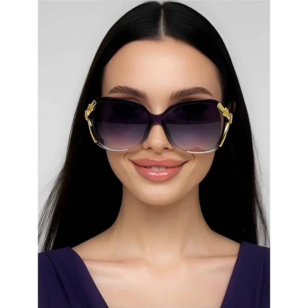Women Rose Sunglasses Large Frame Retro Versatile Glasses Ladys Female‎ Shades